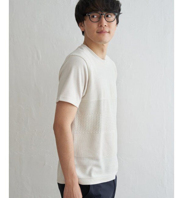 ikka「ニットコンビポンチTシャツ」|Tシャツ・カットソー|