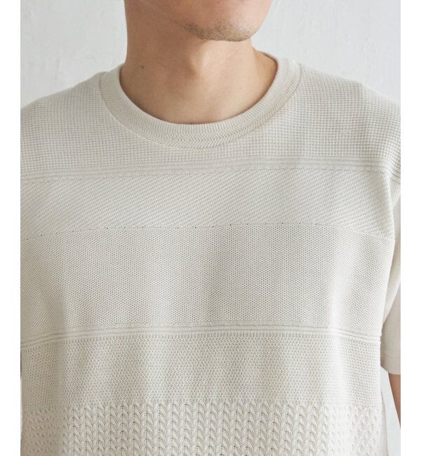 ikka「ニットコンビポンチTシャツ」|Tシャツ・カットソー|