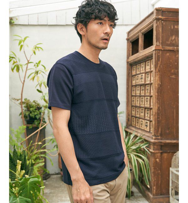 ikka「ニットコンビポンチTシャツ」|Tシャツ・カットソー|