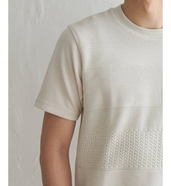 ikka「ニットコンビポンチTシャツ」|Tシャツ・カットソー|