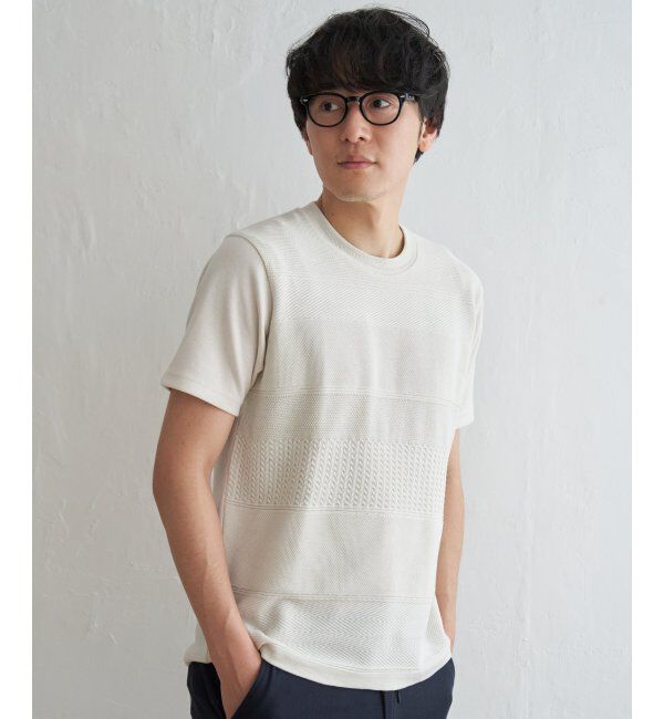 ikka「ニットコンビポンチTシャツ」|Tシャツ・カットソー|ベージュ