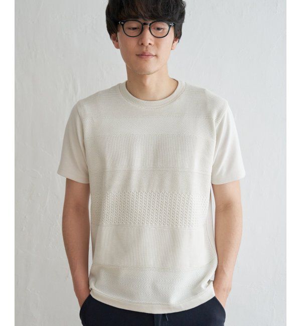ikka「ニットコンビポンチTシャツ」|Tシャツ・カットソー|