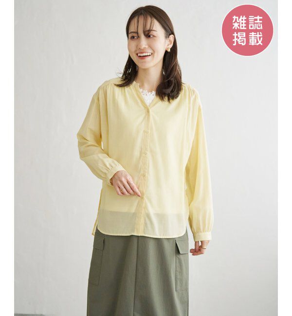 ikka「【雑誌InRed5月号掲載】シアーバックリボンブラウス」|シャツ・ブラウス|ライトイエロー