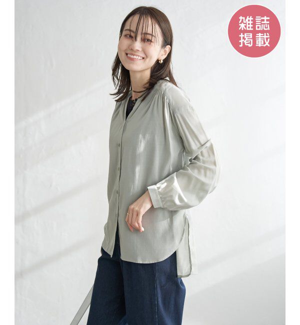 ikka「【雑誌InRed5月号掲載】シアーバックリボンブラウス」|シャツ・ブラウス|ミントグリーン