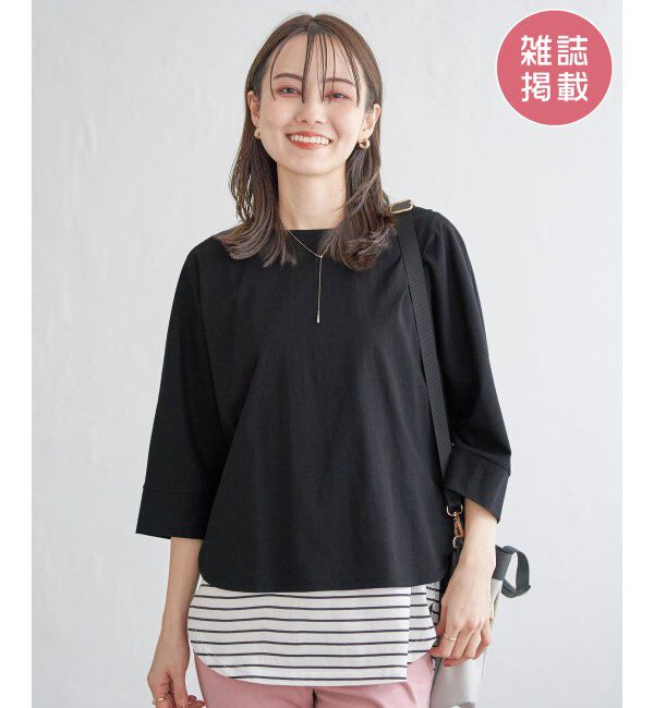 ikka「【雑誌InRed5月号掲載】【親子おそろい】梨地ジョーゼットドルマンプルオーバー」|その他|ブラック