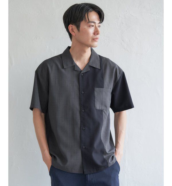 ikka「リネンライク切り替えオープンカラーシャツ」|シャツ・ブラウス|