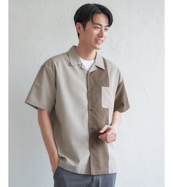 ikka「リネンライク切り替えオープンカラーシャツ」|シャツ・ブラウス|