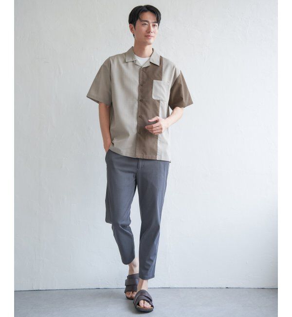 ikka「リネンライク切り替えオープンカラーシャツ」|シャツ・ブラウス|