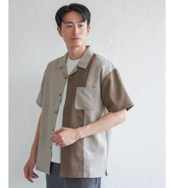 ikka「リネンライク切り替えオープンカラーシャツ」|シャツ・ブラウス|