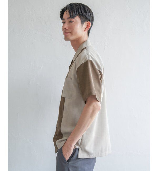 ikka「リネンライク切り替えオープンカラーシャツ」|シャツ・ブラウス|