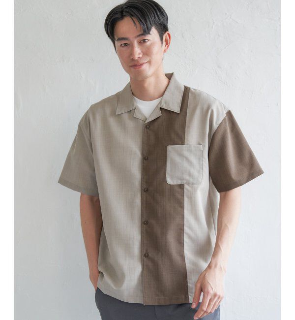 ikka「リネンライク切り替えオープンカラーシャツ」|シャツ・ブラウス|