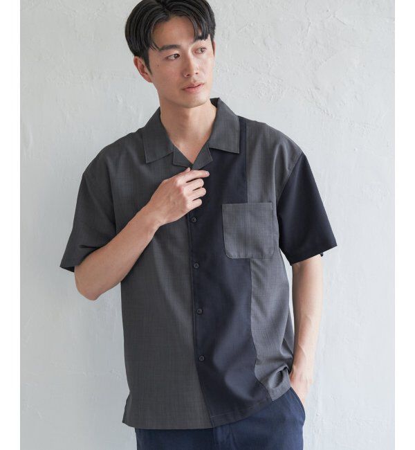 ikka「リネンライク切り替えオープンカラーシャツ」|シャツ・ブラウス|