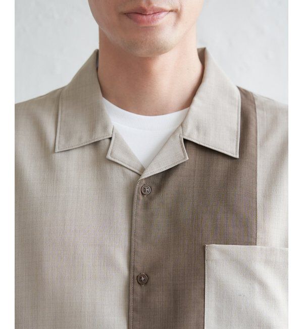 ikka「リネンライク切り替えオープンカラーシャツ」|シャツ・ブラウス|