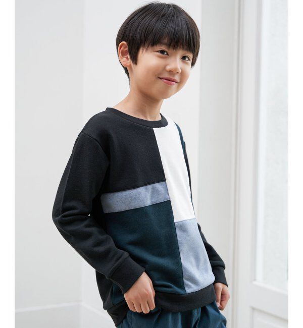 ikka kids「【親子コーデ】フェイクスエードブロックスプルオーバー（120~160cm）」|Tシャツ・カットソー|