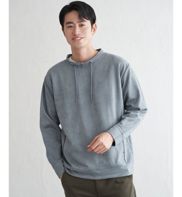 ikka「GOKU楽スエードジップルーイカラー」|パーカー|