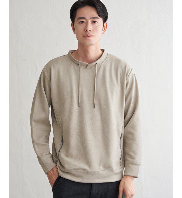 ikka「GOKU楽スエードジップルーイカラー」|パーカー|