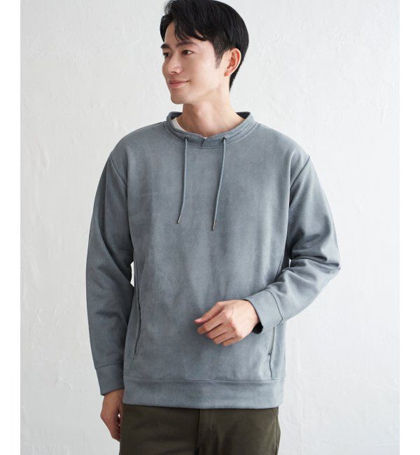 ikka「GOKU楽スエードジップルーイカラー」|パーカー|