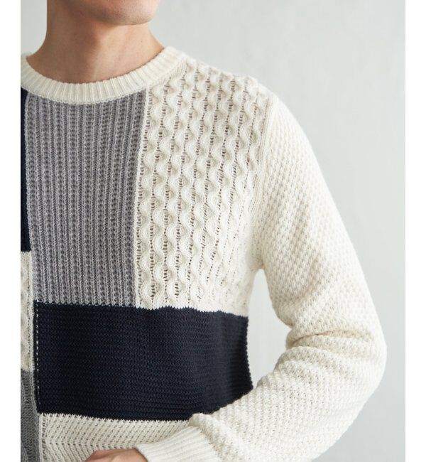 ikka「ブロックスクルーネックニット」|プルオーバー|