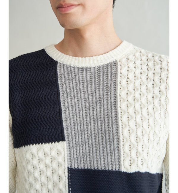 ikka「ブロックスクルーネックニット」|プルオーバー|