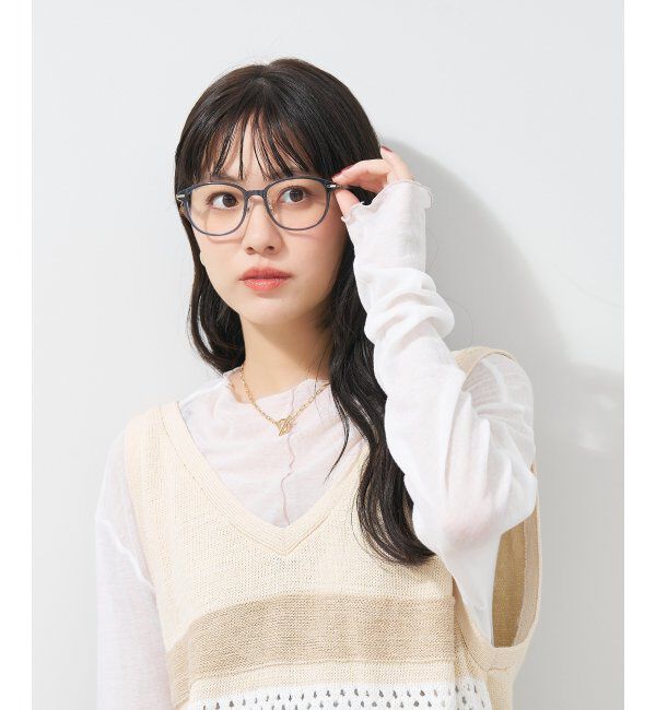  「ウェリントン型 メガネ | レザー調のラバーテンプルがオシャレでズレ落ちにくい ｜レンズ交換券付」|メガネ|