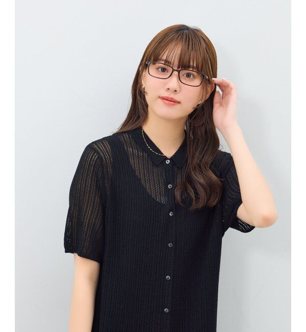  「スクエア型 メガネ | チタン 軽量 メタルフレーム 伊達メガネ ユニセックス ビジネス レンズ交換券付」|メガネ|薄ブラウン