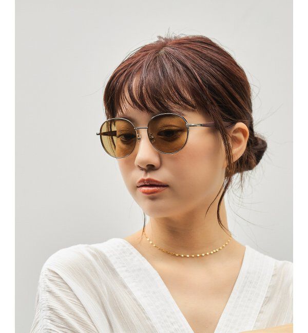  「SUNCUTGlasses/UV100%CUT サングラス｜ラバーテンプル｜ズレ落ち防止｜カラーレンズ｜紫外線対策 UVカット」|サングラス|ゴールド