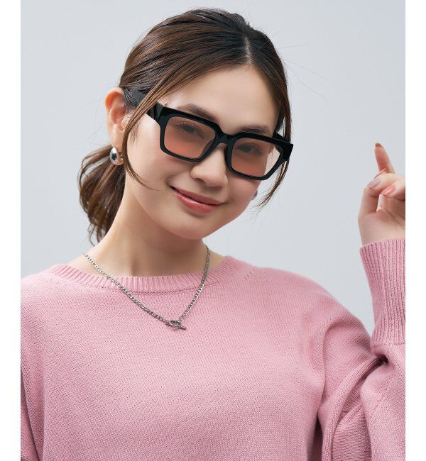  「SUNCUTGlasses/UV100%CUT ウェリントン型 サングラス [度無し専用] 四角 太縁 紫外線対策 UVカット」|サングラス|