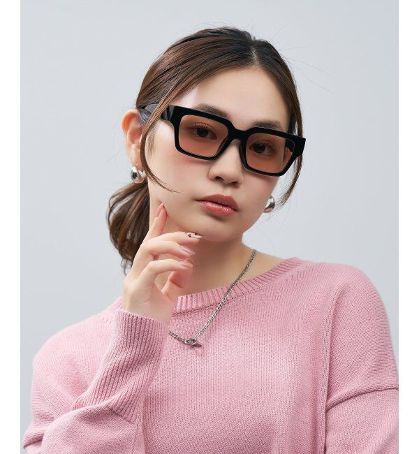  「SUNCUTGlasses/UV100%CUT ウェリントン型 サングラス [度無し専用] 四角 太縁 紫外線対策 UVカット」|サングラス|