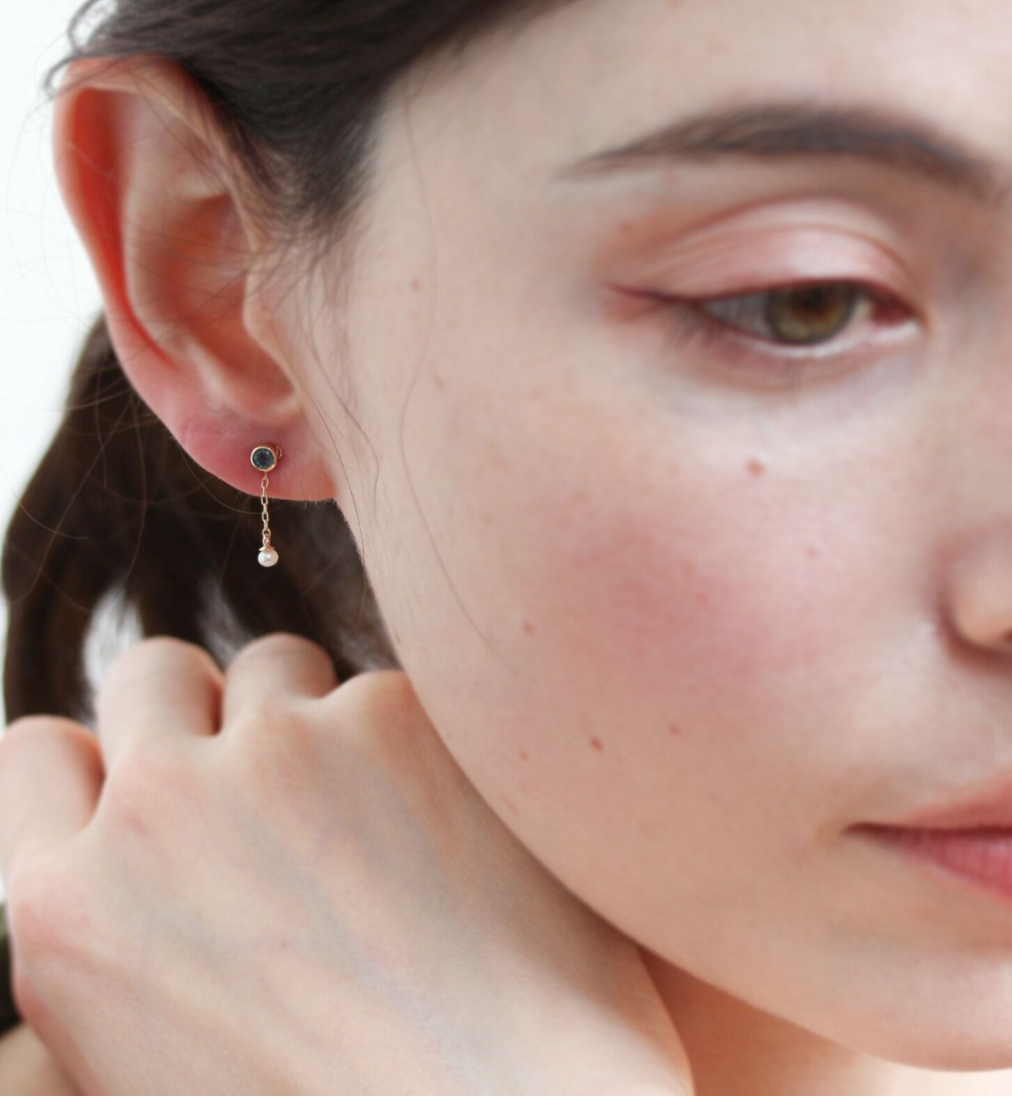  「ロンドンブルートパーズ / パール ピアス | K10YG」|ピアス|