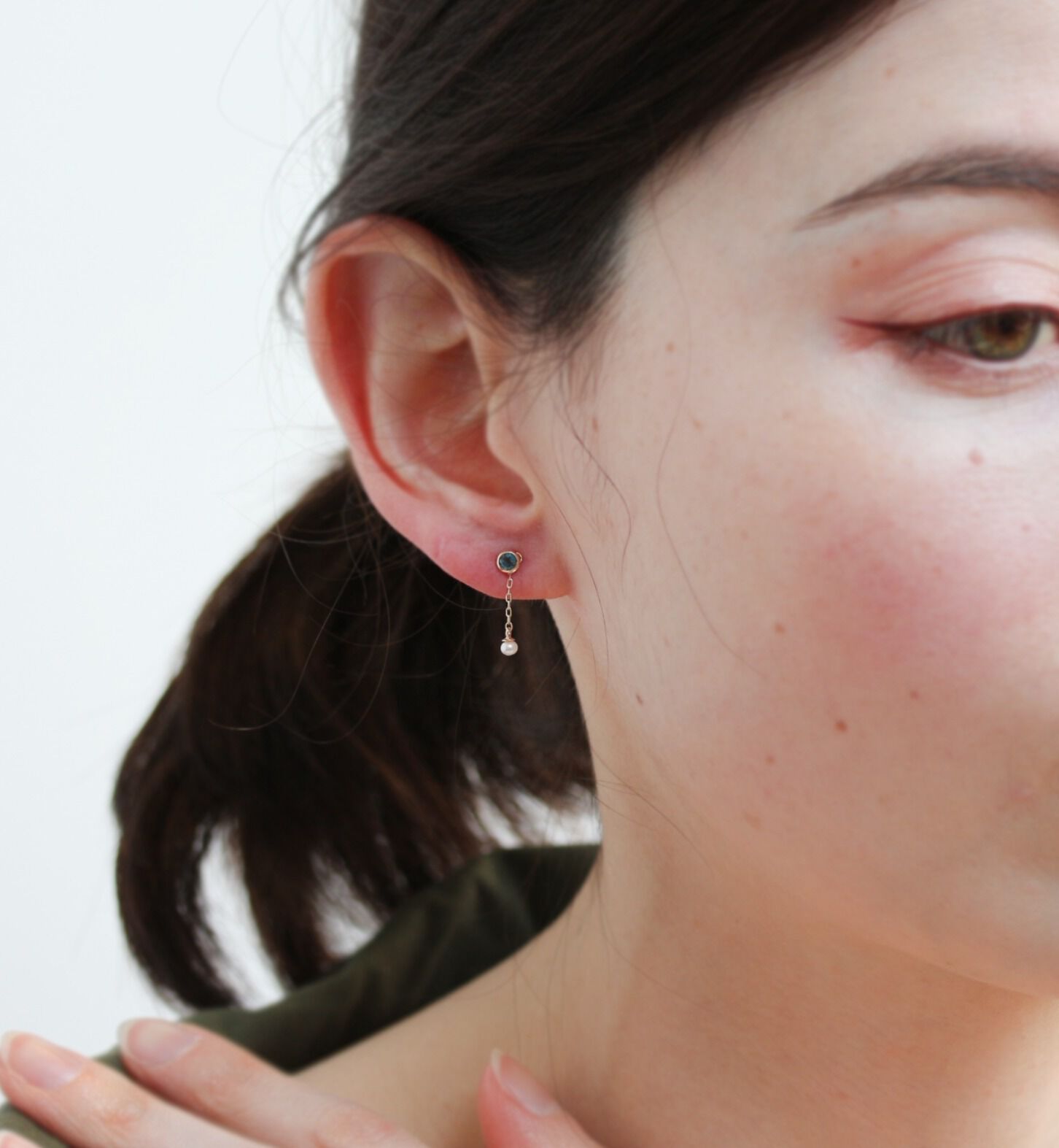  「ロンドンブルートパーズ / パール ピアス | K10YG」|ピアス|