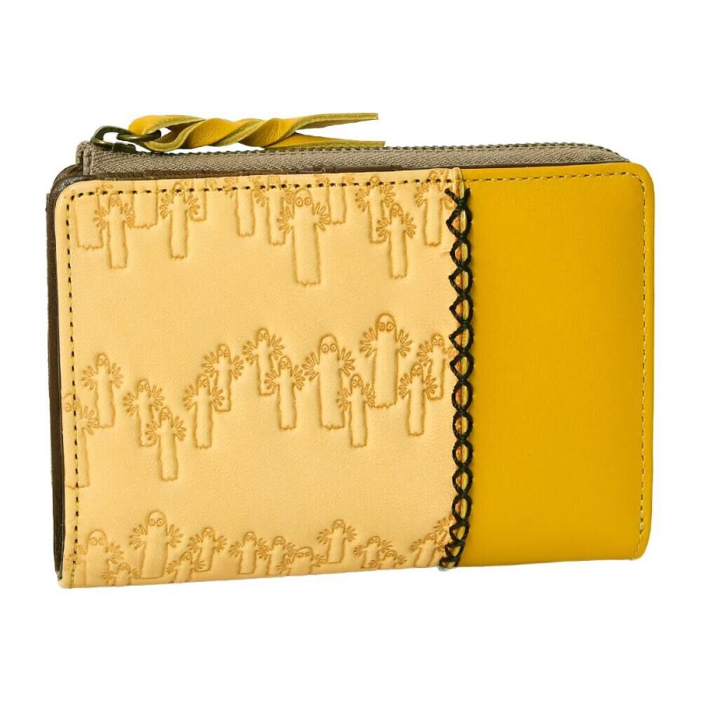 BACKYARD FAMILY「二つ折り財布 ムーミン 通販 本革 牛革 財布 MOOMIN レザーウォレット 型押し財布」|その他|イエロー1