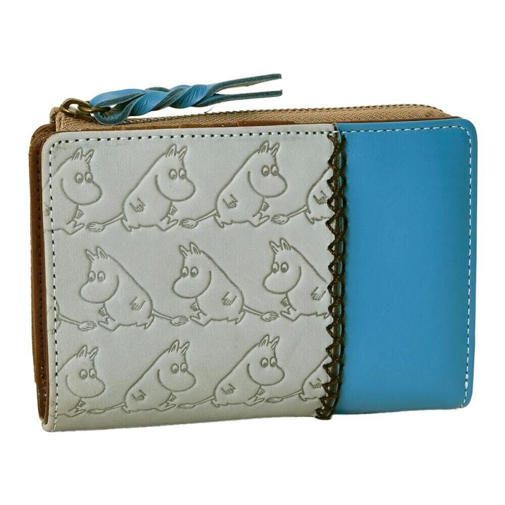 BACKYARD FAMILY「二つ折り財布 ムーミン 通販 本革 牛革 財布 MOOMIN レザーウォレット 型押し財布」|その他|ブルー1