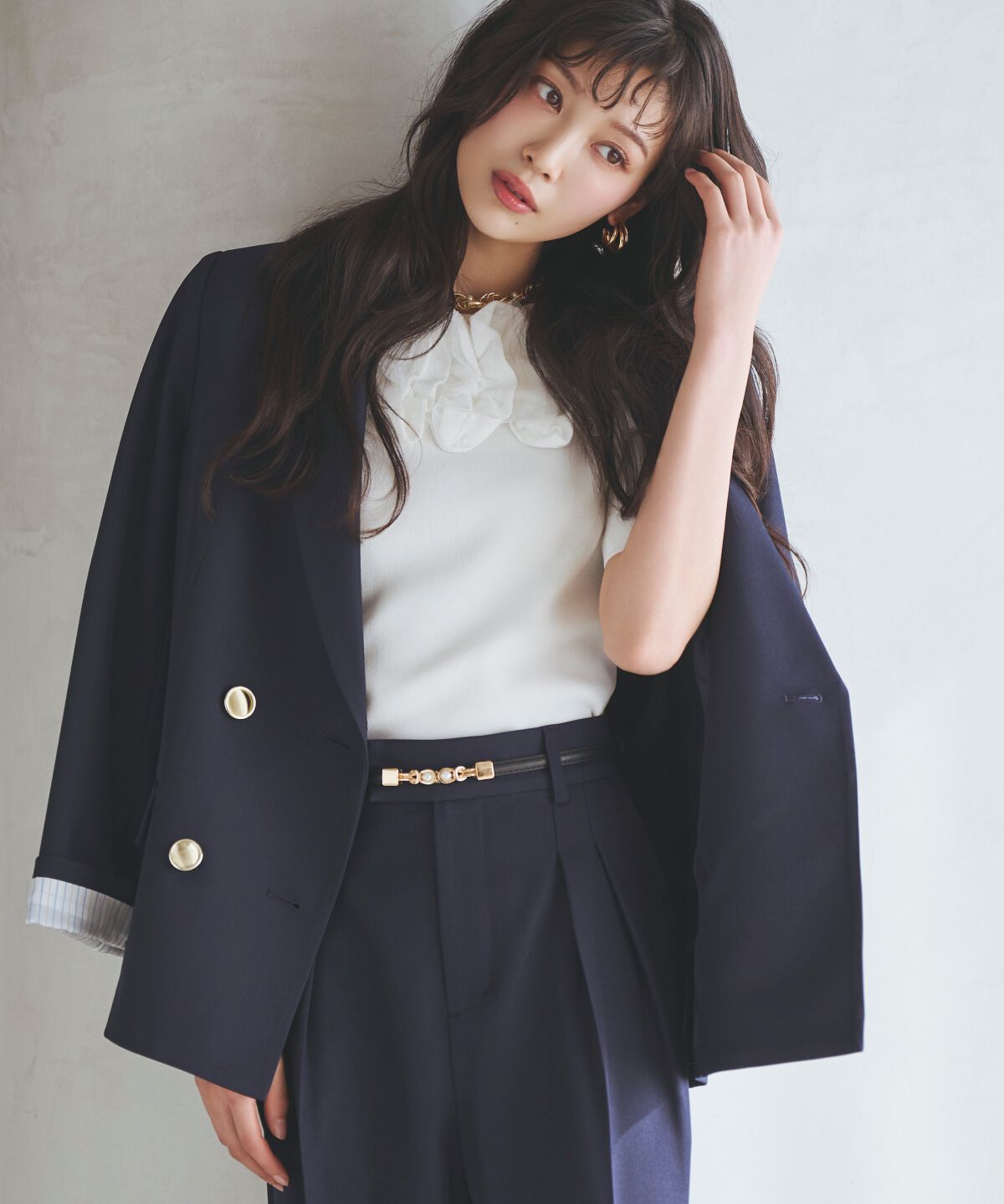 アンドクチュール「ダブルテーラードジャケット」|テーラードジャケット|ネイビー