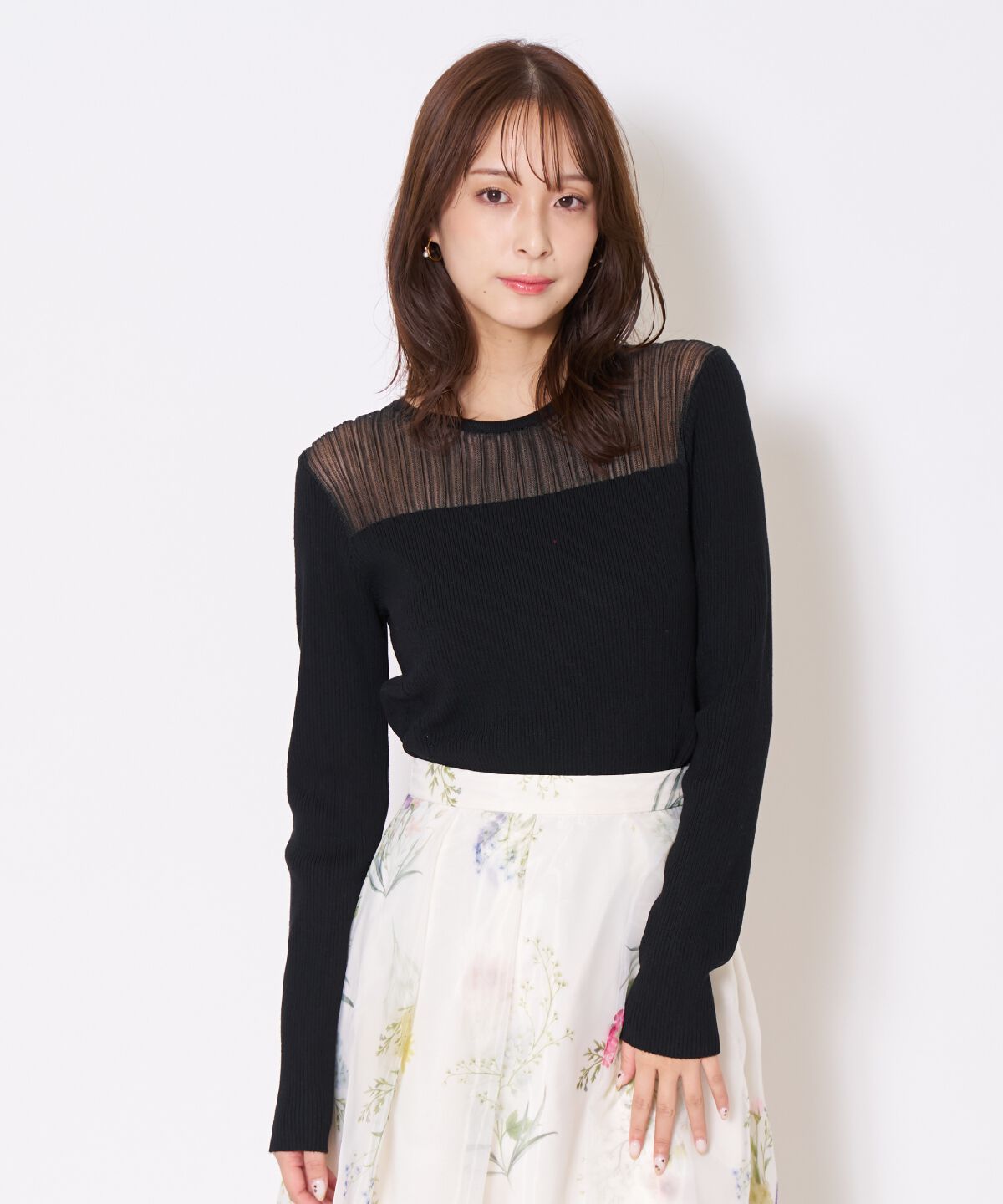 アンドクチュール「シアーリブニットプルオーバー」|ニット・セーター|