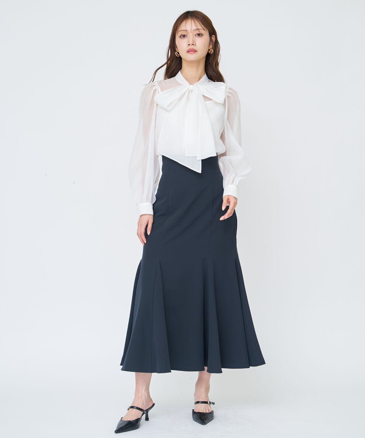 アンドクチュール「シアーボウタイブラウス」|シャツ・ブラウス|