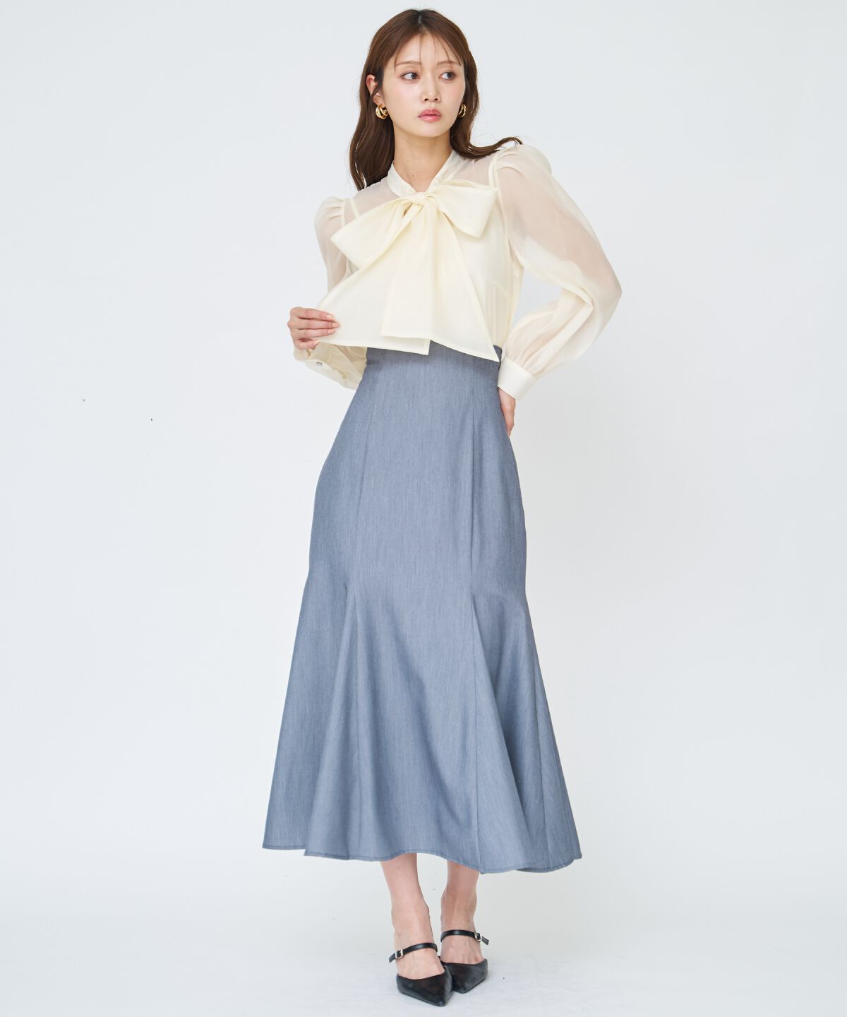 アンドクチュール「シアーボウタイブラウス」|シャツ・ブラウス|