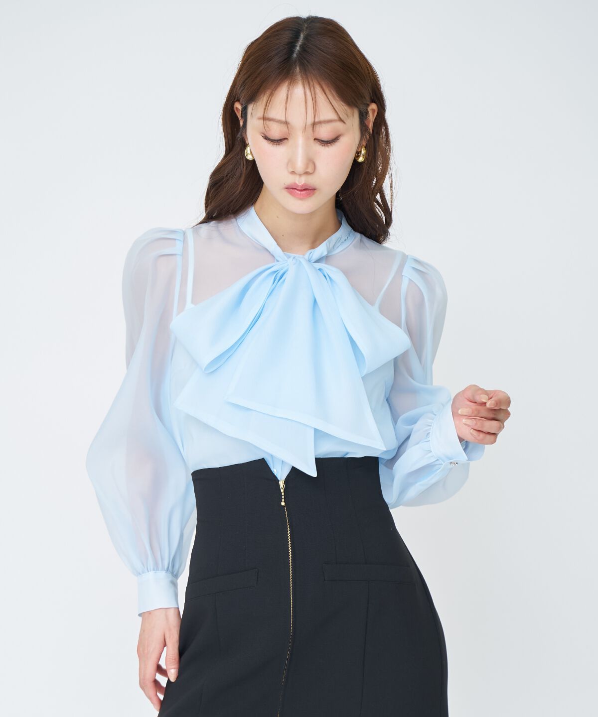 アンドクチュール「シアーボウタイブラウス」|シャツ・ブラウス|