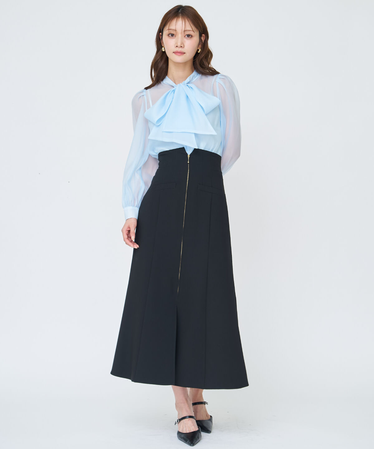 アンドクチュール「シアーボウタイブラウス」|シャツ・ブラウス|