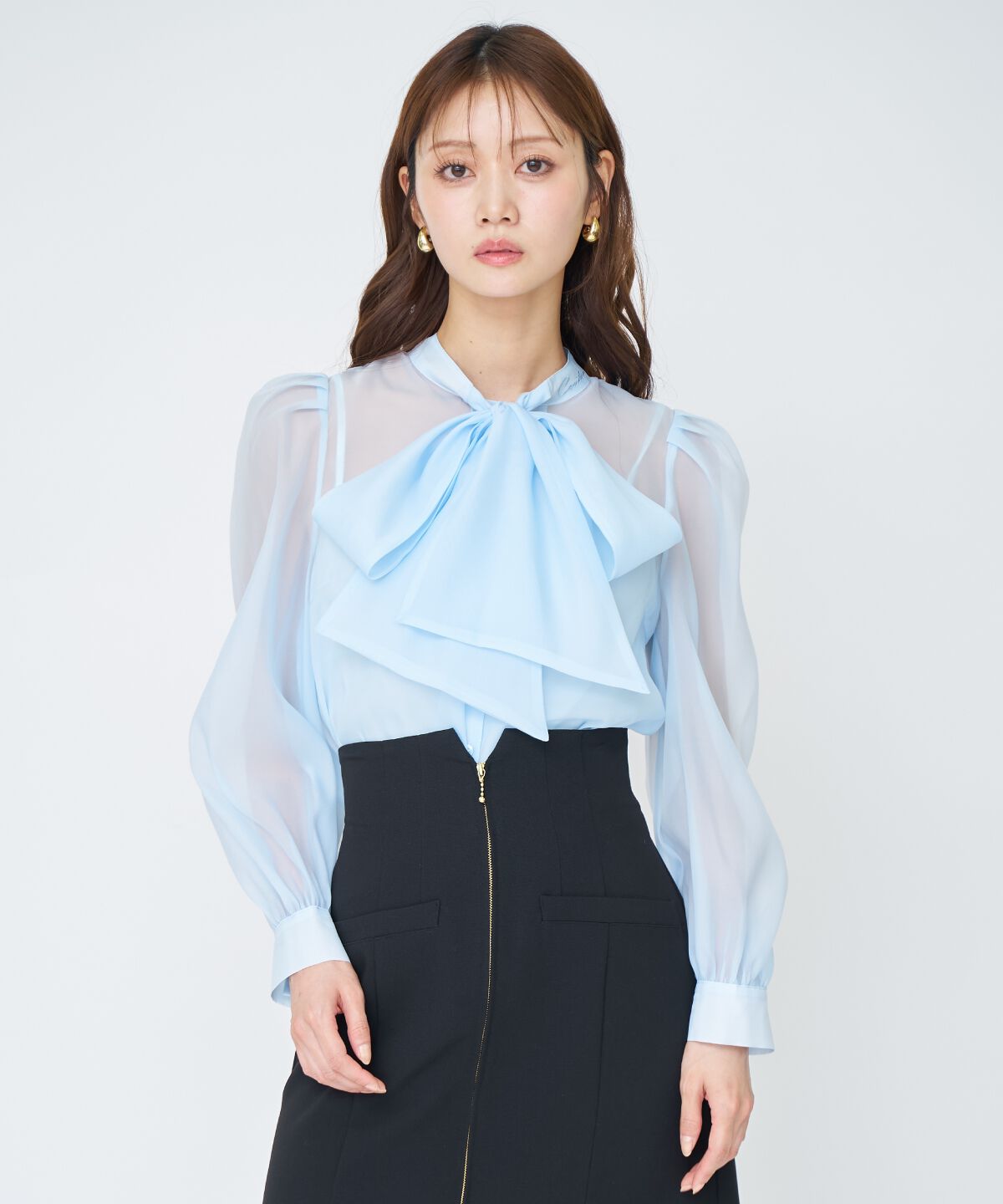 アンドクチュール「シアーボウタイブラウス」|シャツ・ブラウス|