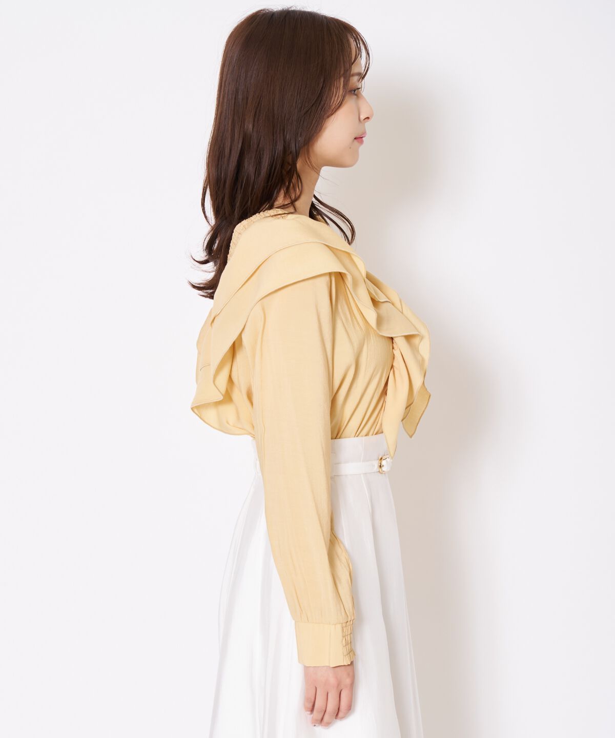 アンドクチュール「シャーリングフリルブラウス」|シャツ・ブラウス|