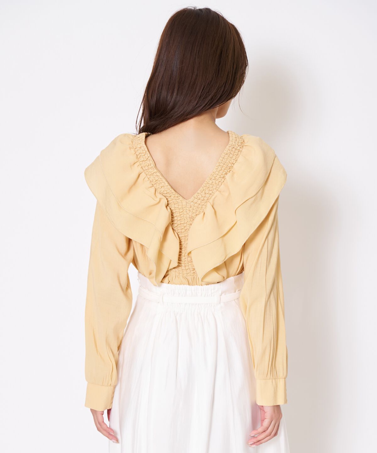 アンドクチュール「シャーリングフリルブラウス」|シャツ・ブラウス|