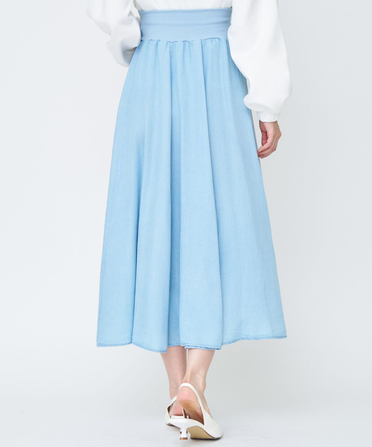 アンドクチュール「デニムライクロングスカート」|フレア|