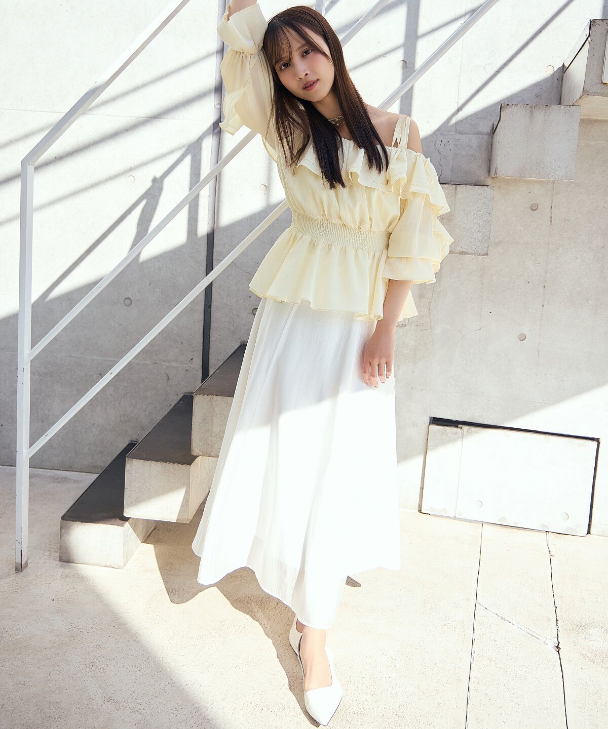 アンドクチュール「ベルト付きシアーフレアスカート」|フレア|