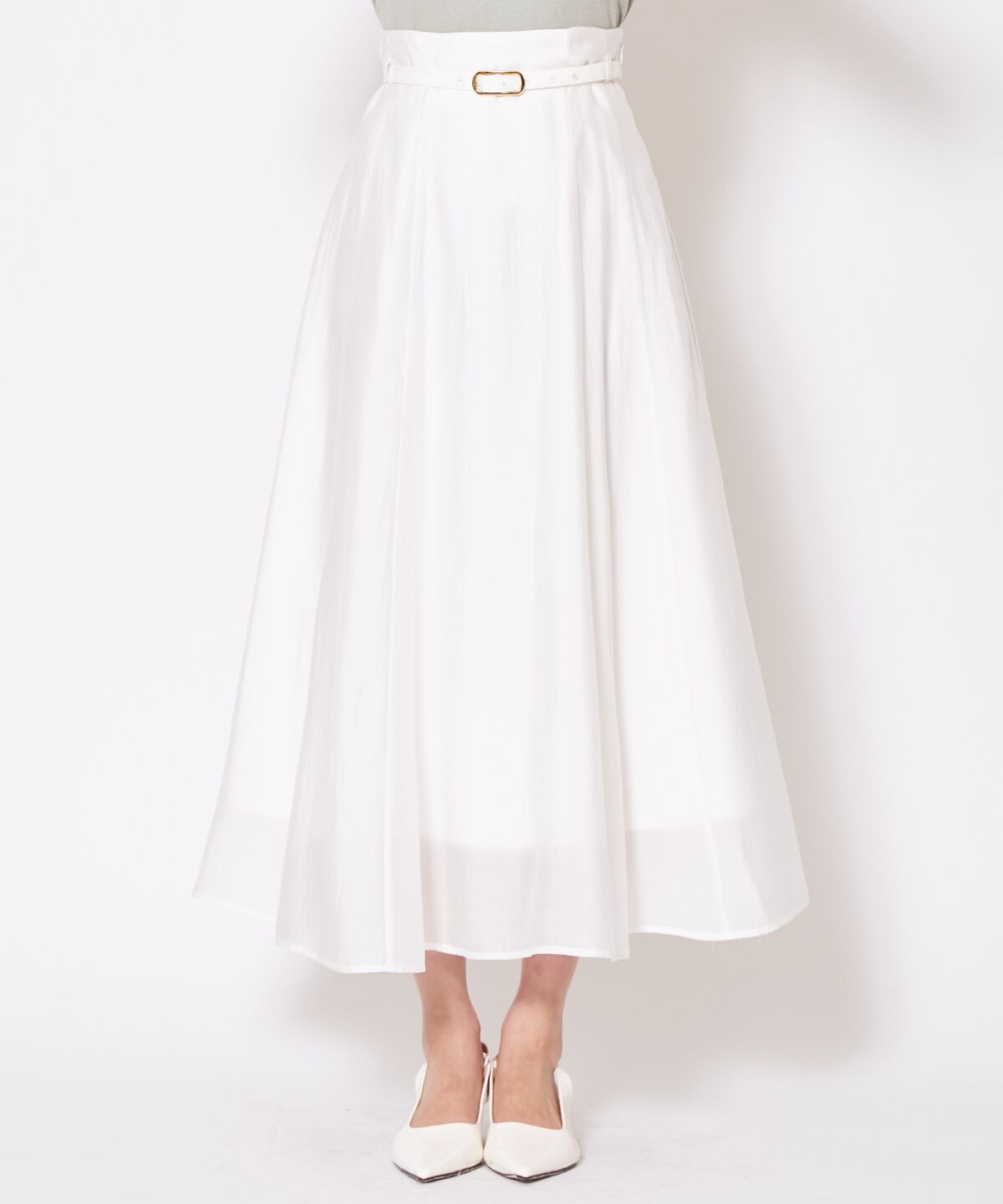 アンドクチュール「ベルト付きシアーフレアスカート」|フレア|