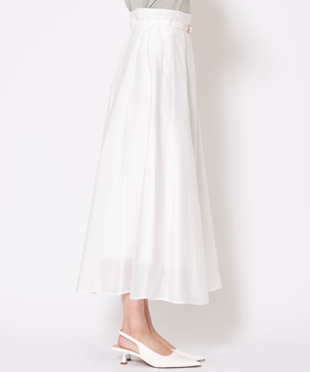 アンドクチュール「ベルト付きシアーフレアスカート」|フレア|