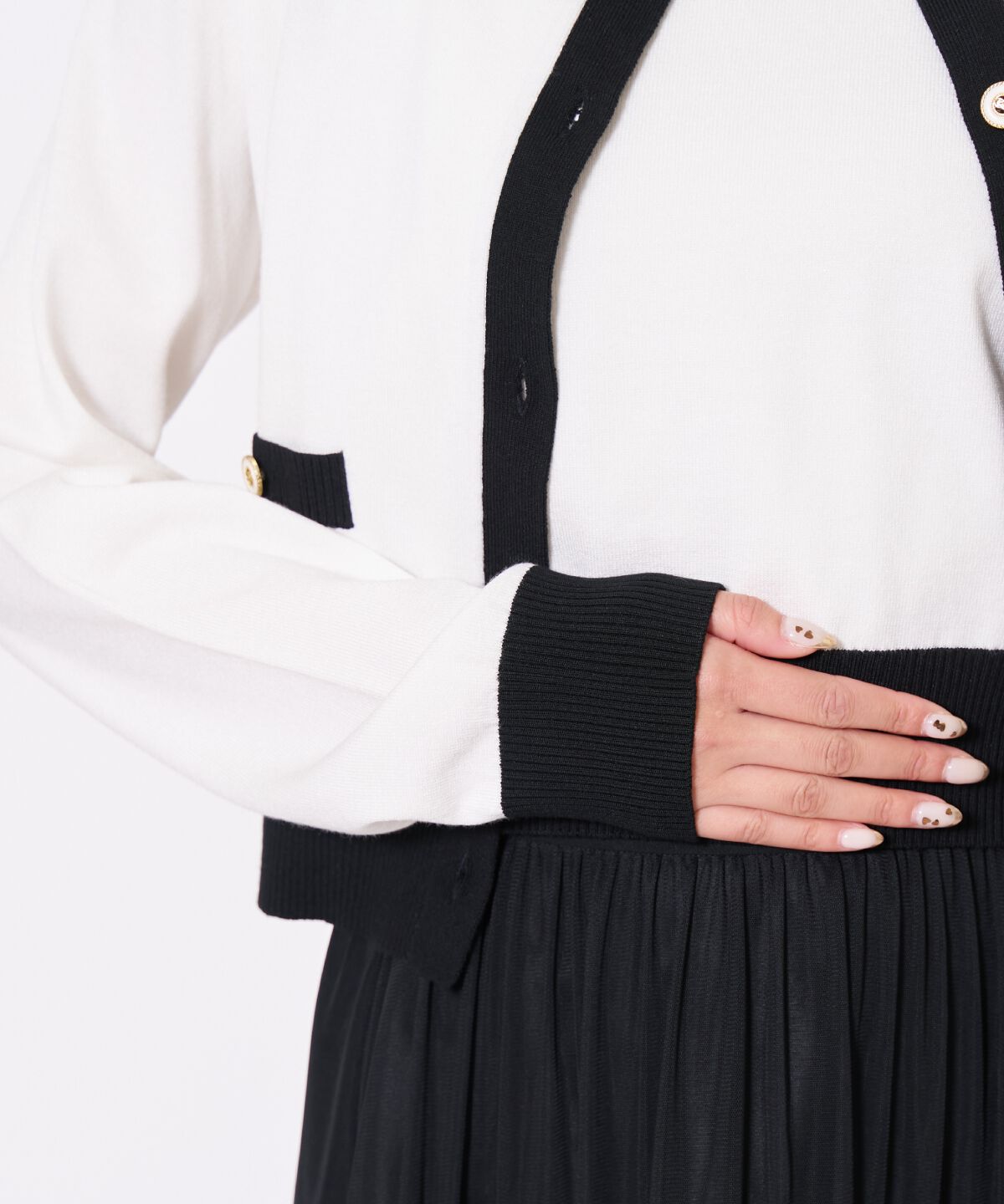 アンドクチュール「バイカラーニットアンサンブル」|カーディガン|