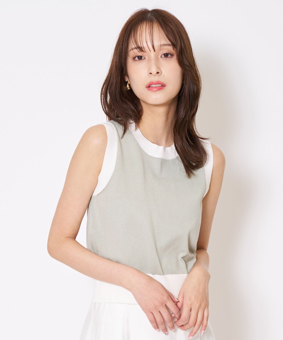 アンドクチュール「バイカラーニットアンサンブル」|カーディガン|