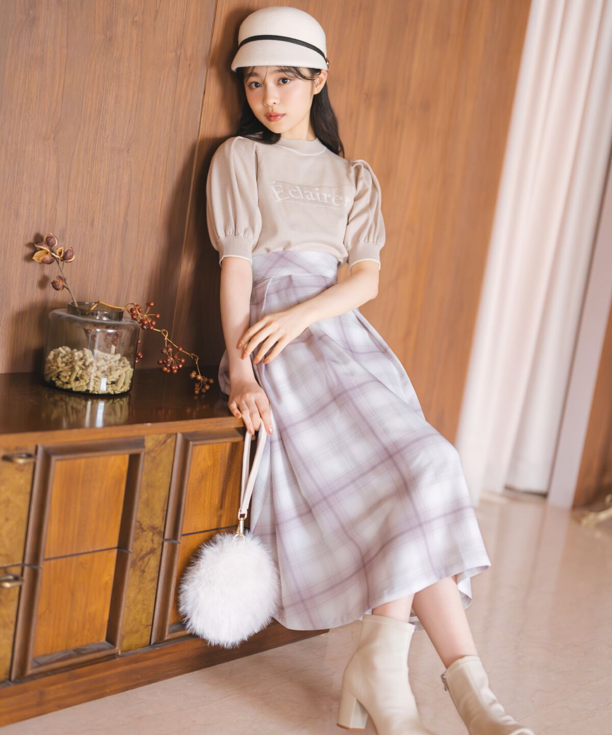 WILLSELECTION「オリジナルチェックタックフレアスカート」|フレア|赤系チェック