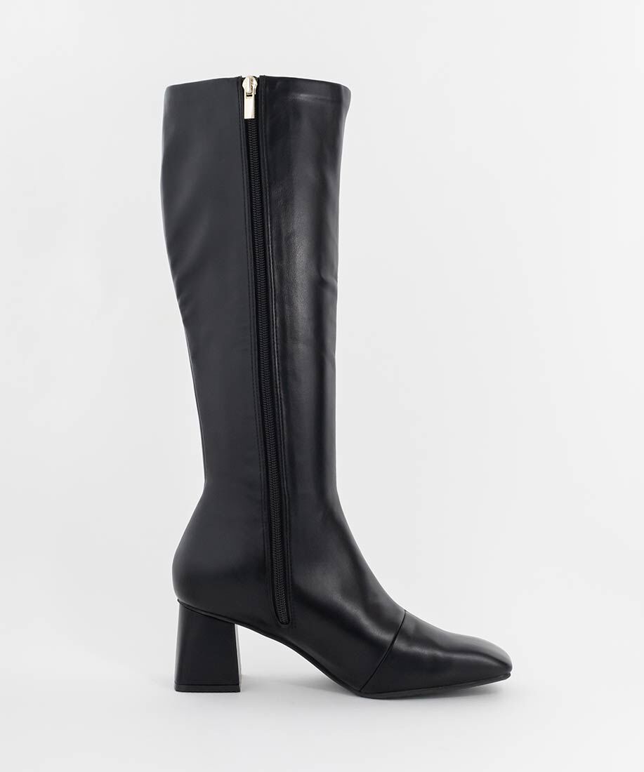  「晴雨兼用ソフトストレッチ WARM スクエアトゥロングブーツ」|ロングブーツ|