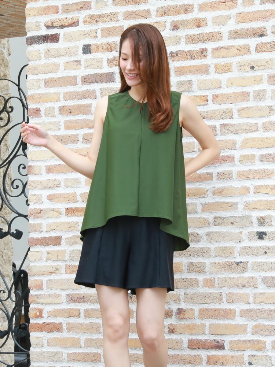 Riberce「【新作水着】UVカットフレアノースリーブ水着/トップス」|ビキニ|